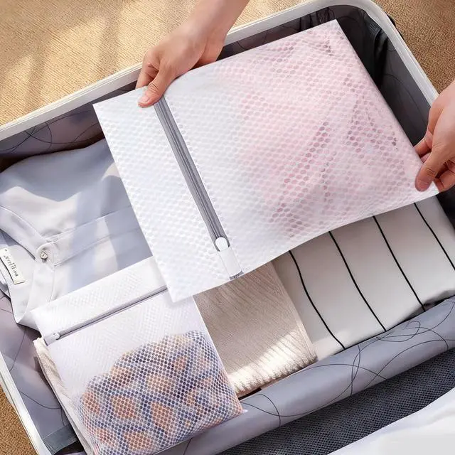Alt view image 6 of 7 - SUXEOTS 3-Pack Heavy-Duty Honeycomb Mesh Laundry Bags (L/M/S), Washing Bags for Delicates, Sweaters, Shoes, Backpacks, Bed Sheets - Garment Protector