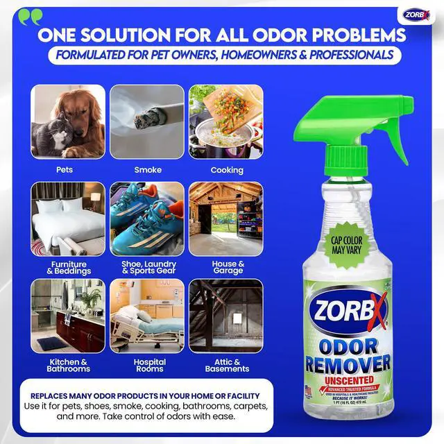 Alt view image 4 of 7 - ZORBX Unscented Odor Eliminator for Strong Odor 16 Fl Oz - in Hospitals & Healthcare Facilities - Advanced Trusted Formula, Fast-Acting Odor Remover Spray for Dog, Cat, House & Carpet