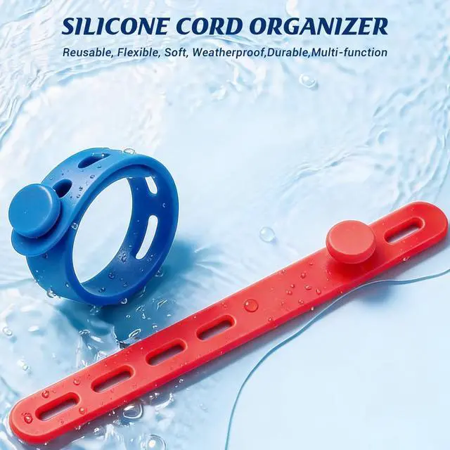 Alt view image 2 of 6 - 24 Pack Silicone Cable Ties, Cord Wrap for Home Office Travel Organizer