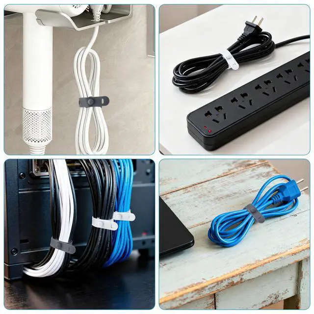 Alt view image 4 of 7 - 24 Pcs Silicone Cable Ties, Cord Organizer Ties, Cord Ties Reusable, Cord Wrap Cable Organizer 5Inch Cable Management (4 Color) Cbfoeyk