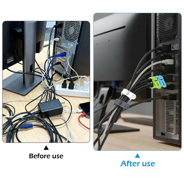 Alt view image 5 of 7 - 24 Pcs Silicone Cable Ties, Cord Organizer Ties, Cord Ties Reusable, Cord Wrap Cable Organizer 5Inch Cable Management (4 Color) Cbfoeyk
