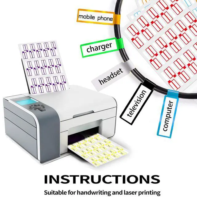 Alt view image 4 of 7 - Cable Labels,300 PCS Waterproof Cable Tags in 10 Colors,Wire Labels for Management,Cord Label Can Write On,Self Adhesive Wire Label Printable for Laser Printer and Handwriting