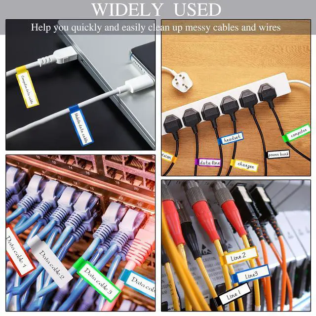 Alt view image 5 of 7 - Cable Labels,300 PCS Waterproof Cable Tags in 10 Colors,Wire Labels for Management,Cord Label Can Write On,Self Adhesive Wire Label Printable for Laser Printer and Handwriting
