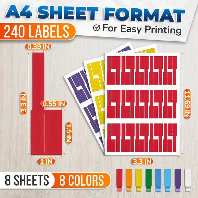 Alt view image 2 of 7 - 240 PCS Cable Labels for Cords in 8 Colors - Self-Adhesive Wire Labels Tags for Cable Management | Cord Label Set for Chargers and Routers and Electronics, Wire Tags for Desk Cords and Power Adapters