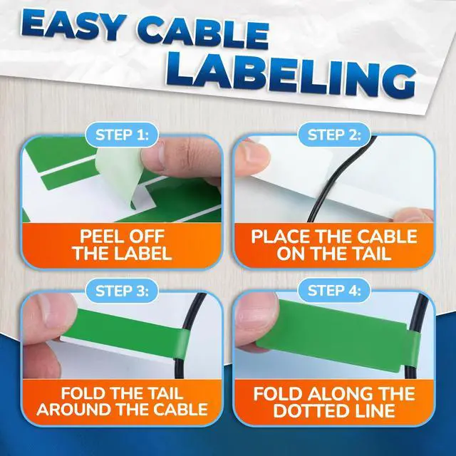 Alt view image 5 of 7 - 240 PCS Cable Labels for Cords in 8 Colors - Self-Adhesive Wire Labels Tags for Cable Management | Cord Label Set for Chargers and Routers and Electronics, Wire Tags for Desk Cords and Power Adapters