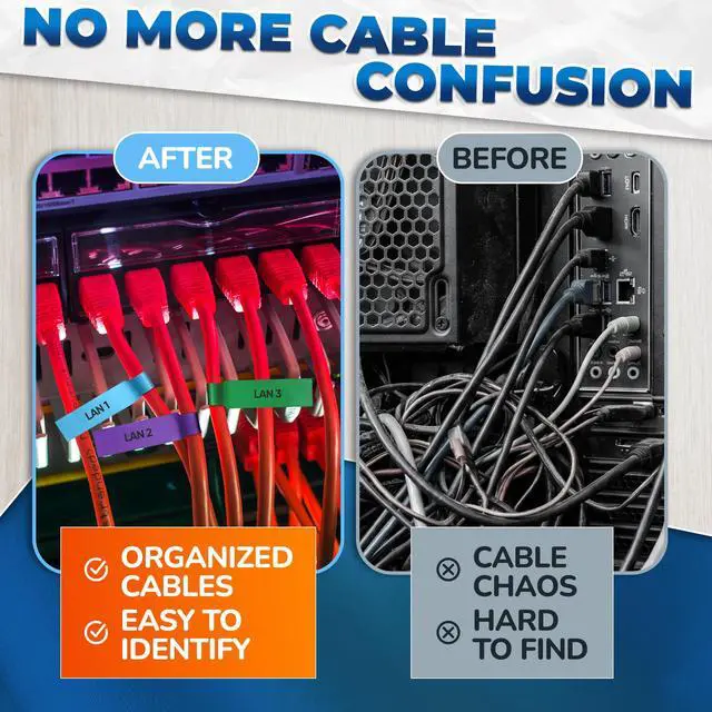 Alt view image 7 of 7 - 240 PCS Cable Labels for Cords in 8 Colors - Self-Adhesive Wire Labels Tags for Cable Management | Cord Label Set for Chargers and Routers and Electronics, Wire Tags for Desk Cords and Power Adapters