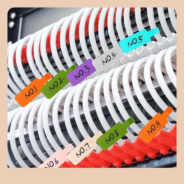 Alt view image 5 of 7 - 35 Pcs Multicolored Color-Coded Nylon Cable & Cord Labels (7 Colors, 5 Each) - Reusable Hook & Loop Wire Tags, Residue-Free Ink-Proof Water-Resistant Identification Labels for Home Office Data Centers