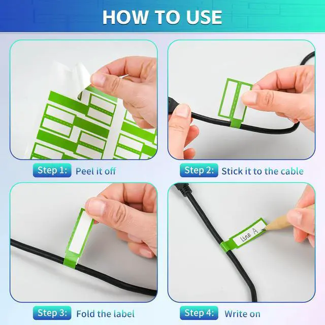 Alt view image 4 of 7 - 360PCS Cable Labels, 12 Colors Waterproof Cable Tags Wire Cord Label for Electronics Cable Management, Self Adhesive Color Border Cord Labels for Laser Printer and Handwriting