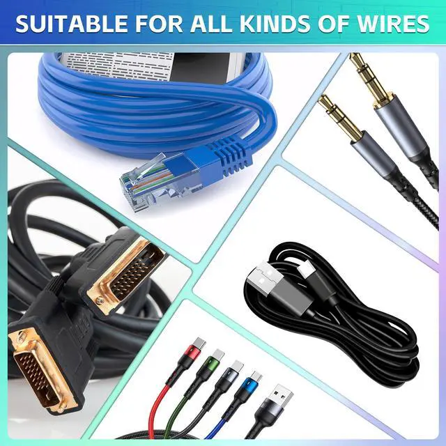 Alt view image 7 of 7 - 360PCS Cable Labels, 12 Colors Waterproof Cable Tags Wire Cord Label for Electronics Cable Management, Self Adhesive Color Border Cord Labels for Laser Printer and Handwriting