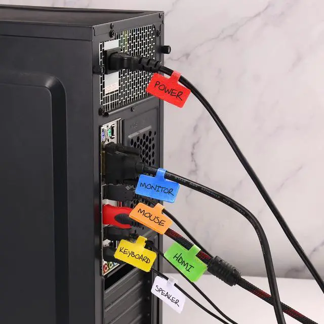 Alt view image 7 of 7 - Trilancer Cable Cord Labels Large Size, for Organizing Wires and Identification, Multicolored Handwriting Cable Tags, Reusable with Multiple Uses - 24 PCS