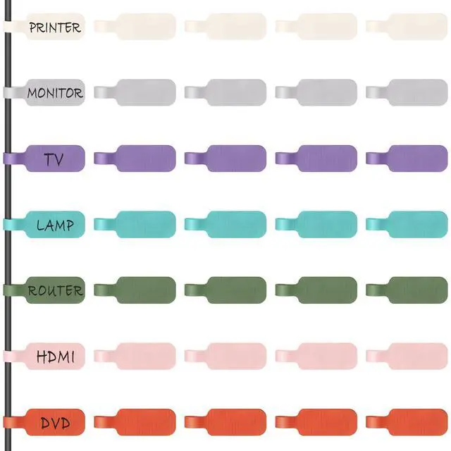 Main image of Trilancer Cable Cord Labels Large Size, for Organizing Wires and Identification, Multicolored Handwriting Cable Tags, Reusable with Multiple Uses - 35 PCS