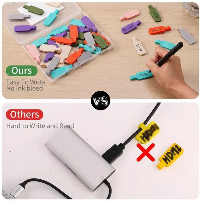 Alt view image 5 of 7 - Trilancer Cable Cord Labels Large Size, for Organizing Wires and Identification, Multicolored Handwriting Cable Tags, Reusable with Multiple Uses - 35 PCS