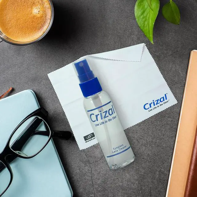 Alt view image 2 of 7 - Crizal Eyeglass Lens Cleaning Kit 1 Pack (2oz Spray + Microfiber Cloth) Designed & Tested for AR-Coated Lenses Complete Lens Care System