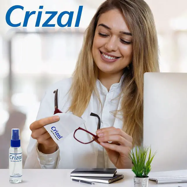 Alt view image 4 of 7 - Crizal Eyeglass Lens Cleaning Kit 1 Pack (2oz Spray + Microfiber Cloth) Designed & Tested for AR-Coated Lenses Complete Lens Care System
