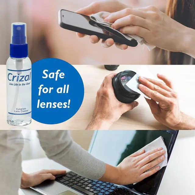 Alt view image 5 of 7 - Crizal Eyeglass Lens Cleaning Kit 1 Pack (2oz Spray + Microfiber Cloth) Designed & Tested for AR-Coated Lenses Complete Lens Care System