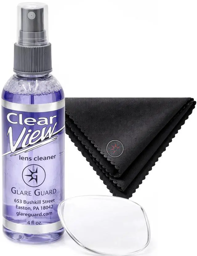 Main image of Clear View Lens Cleaner with Microfiber Cloth, Anti-Streak Glasses Cleaner Spray, Pro-Grade Eyeglass & Sunglass Cleaner, Alcohol-Free Screen & Camera Lens Solution, Smudge-Free, 4oz