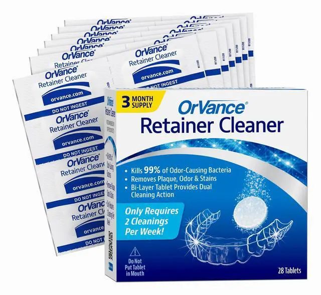 Alt view image 2 of 7 - Retainer Cleaner Tablets (3 Month Supply) | Only 2 Cleanings Per Week Required | Removes Odors, Stains, Plaque for Invisalign, Mouth/Night Guards, and Removable Orthodontic Appliances
