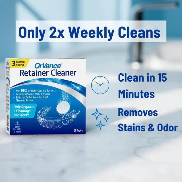 Alt view image 3 of 7 - Retainer Cleaner Tablets (3 Month Supply) | Only 2 Cleanings Per Week Required | Removes Odors, Stains, Plaque for Invisalign, Mouth/Night Guards, and Removable Orthodontic Appliances
