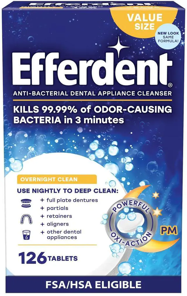 Main image of Retainer Cleaning Tablets, Denture Cleaning Tablets for Dental Appliances, Overnight Whitening, 126 Count