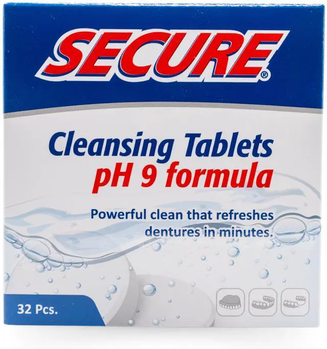 Main image of Daily Cleansing Tablets - pH 9 Formula Thoroughly Cleans Dentures - Fights Odors, Stains & Germs - For Dentures, Nightguards, Retainers & Partials - 32 Tablets (1 Pack)