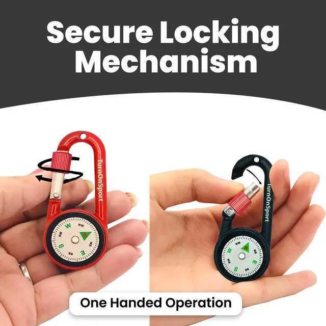 Alt view image 4 of 7 - 2 Pack Carabiner Clip On Compass Hiking - Compact Compass Keychain Backpacks | Small Pocket Magnetic Compass Keychain for Kids - Twist Lock | Keyring Keychains Outdoor Survival Camping