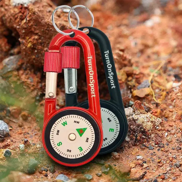 Alt view image 6 of 7 - 2 Pack Carabiner Clip On Compass Hiking - Compact Compass Keychain Backpacks | Small Pocket Magnetic Compass Keychain for Kids - Twist Lock | Keyring Keychains Outdoor Survival Camping