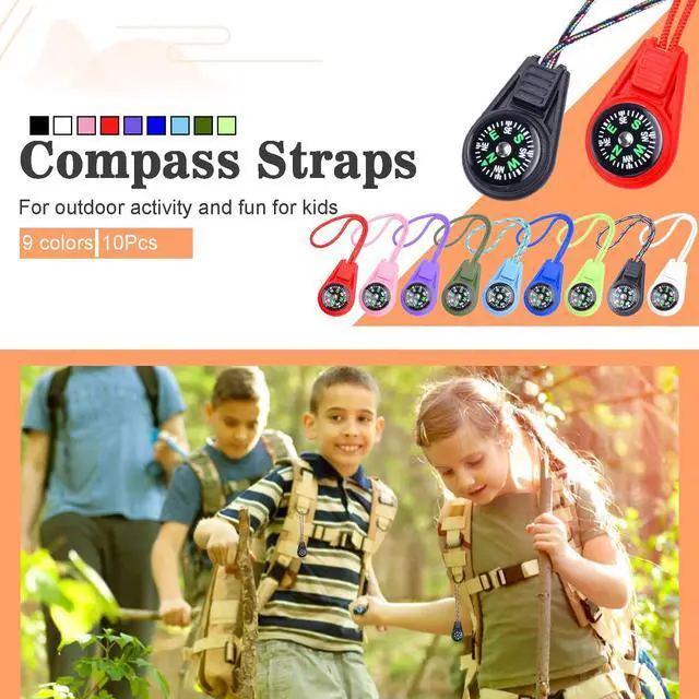 Alt view image 2 of 6 - 10 Pack Kids Compass - Mini Compass for Kids & Children's Classroom Navigation, Plastic Compass for Party Favors/Hiking/Boy Scout/Outdoor Survival (Mix)