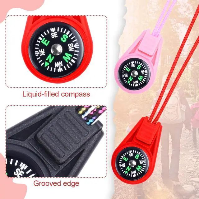 Alt view image 3 of 6 - 10 Pack Kids Compass - Mini Compass for Kids & Children's Classroom Navigation, Plastic Compass for Party Favors/Hiking/Boy Scout/Outdoor Survival (Mix)