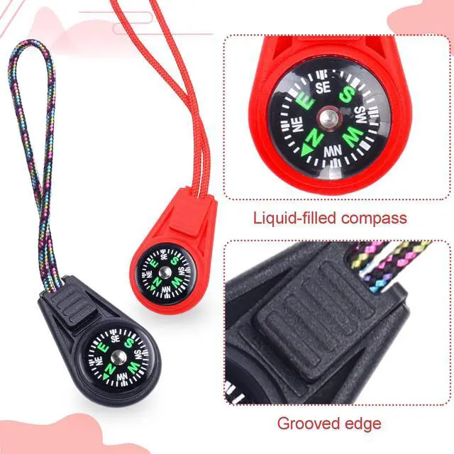Alt view image 3 of 6 - Mini Compass for Kids Compasses KeychainButton Compass Bulk KitParacord Hiking Survival Small CompassesKids Scout Compass 10pcs