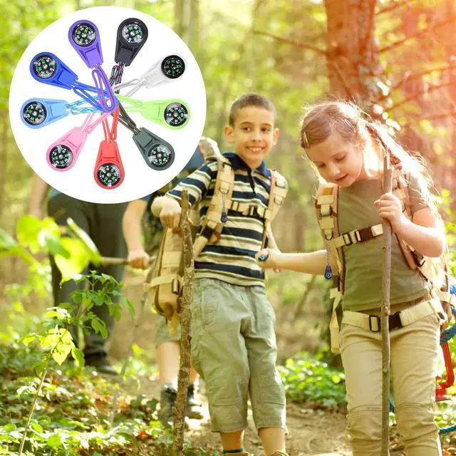Alt view image 5 of 6 - Mini Compass for Kids Compasses KeychainButton Compass Bulk KitParacord Hiking Survival Small CompassesKids Scout Compass 10pcs