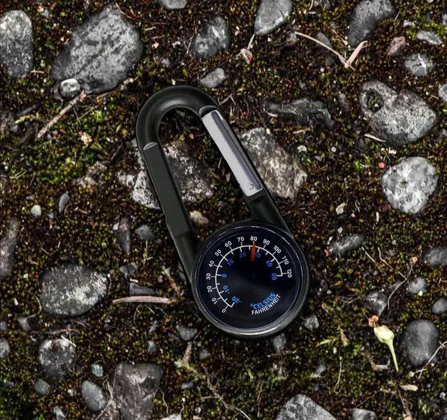 Alt view image 3 of 7 - Carabiner Clip On Compass Hiking - Compact Compass Keychain Backpacks | Small Pocket Magnetic Compass Keychain for Kids - Hiking Compass Thermometer | Keyring Keychains Outdoor Survival Camping 2 Pcs
