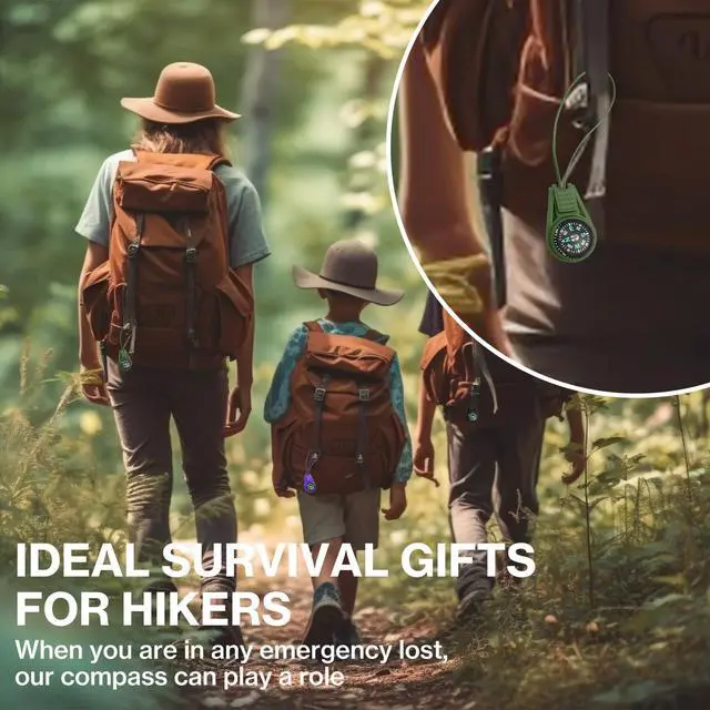Alt view image 4 of 7 - 12 Pcs Mini Compass for Kids Hiking,Compass Keychain, Multi-Color Outdoor Camping Hiking Pocket for Lanyard Boy Scout Party Favor Toy Set,Survival Kits Watchband Bracelet Necklace Keychain