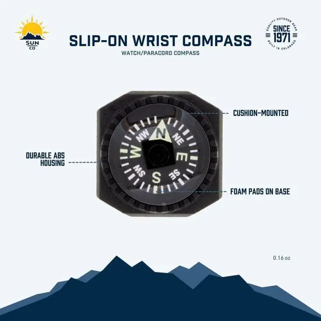 Alt view image 7 of 7 - Slip-On Wrist Compass - Easy-to-Read Compass for Watch Band or Paracord Survival Bracelet