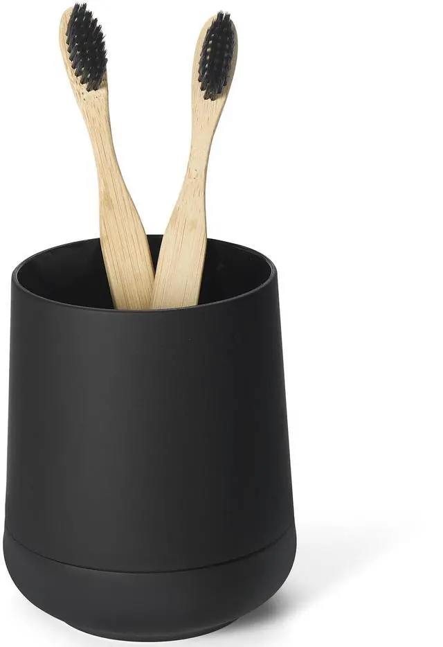 Main image of Matte Black Silicone Boot Toothbrush Holders, Modern Tooth Brushing and Toothpaste Holder Tumbler Cup for Bathroom Organizer (Black)