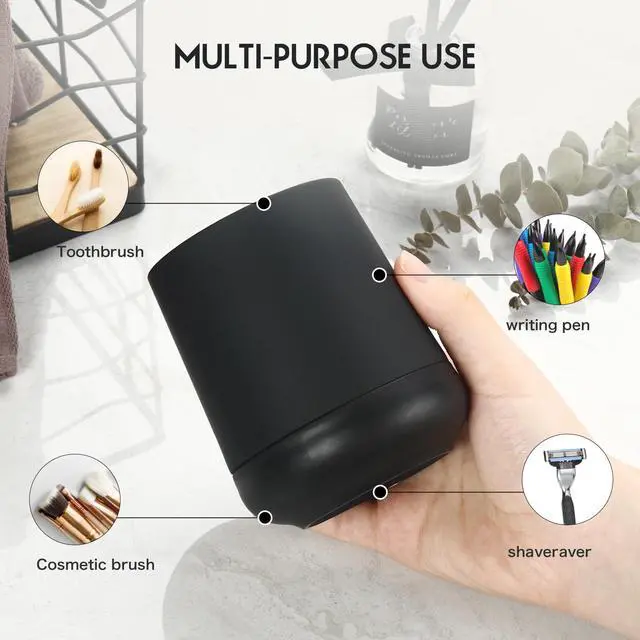 Alt view image 5 of 6 - Matte Black Silicone Boot Toothbrush Holders, Modern Tooth Brushing and Toothpaste Holder Tumbler Cup for Bathroom Organizer (Black)