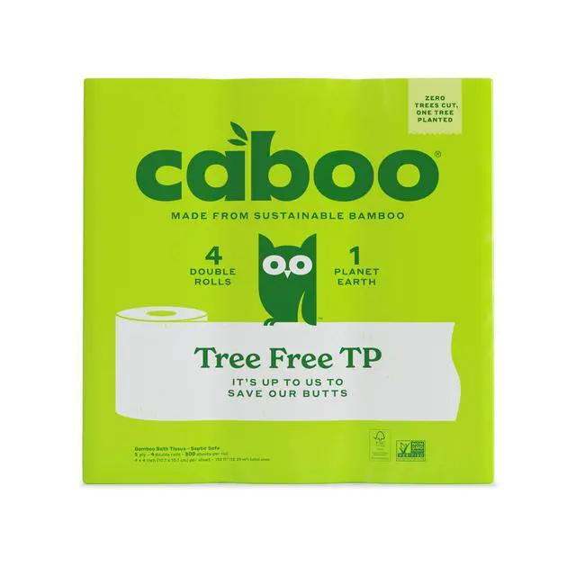 Alt view image 2 of 7 - Tree Free Toilet Paper, Septic Safe Bath Tissue, Quick Dissolving 2 Ply Sheets - 300 Sheets Per Roll, 4 Double Rolls