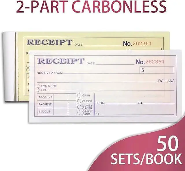 Alt view image 3 of 7 - XKDOUS 2 Pack Money and Rent Receipt Book, 2-Part Carbonless, 2-3/4" x 6-1/2" Receipt Book for Small Business, 50 Sets per Book
