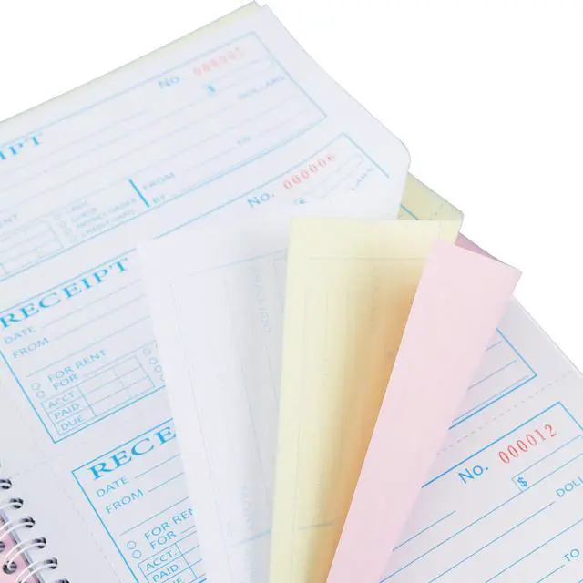 Alt view image 5 of 6 - Zzrywuty Money and Rent Receipt Book with Cardboard Insert,2-Part Carbonless,5.3x11.2 Spiral Bound,200 Sets per Book,4 Receipts per Page for Office Supplier,Rent and Cash Transaction