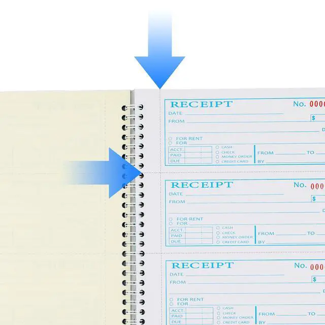 Alt view image 6 of 6 - Zzrywuty Money and Rent Receipt Book with Cardboard Insert,2-Part Carbonless,5.3x11.2 Spiral Bound,200 Sets per Book,4 Receipts per Page for Office Supplier,Rent and Cash Transaction