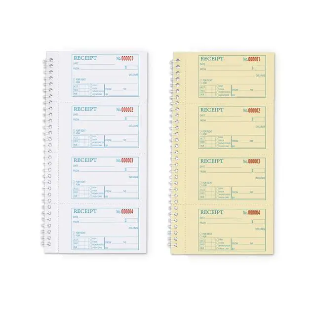 Alt view image 4 of 6 - Zzrywuty Money and Rent Receipt Book with Cardboard Insert,2-Part Carbonless,5.3x11.2 Spiral Bound,200 Sets per Book,4 Receipts per Page for Office Supplier,Rent and Cash Transaction