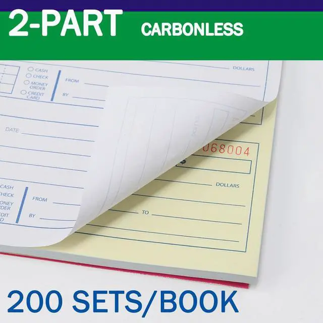 Alt view image 2 of 7 - Money and Rent Receipt Book 2-Part Carbonless 7-5/8" x 11" Spiral Bound 200 Sets per Book 4 Receipts per Page(1pack)