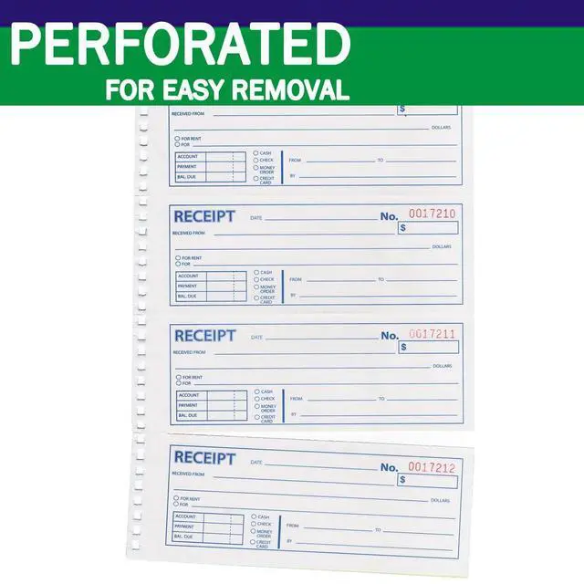 Alt view image 5 of 7 - Money and Rent Receipt Book 2-Part Carbonless 7-5/8" x 11" Spiral Bound 200 Sets per Book 4 Receipts per Page(1pack)