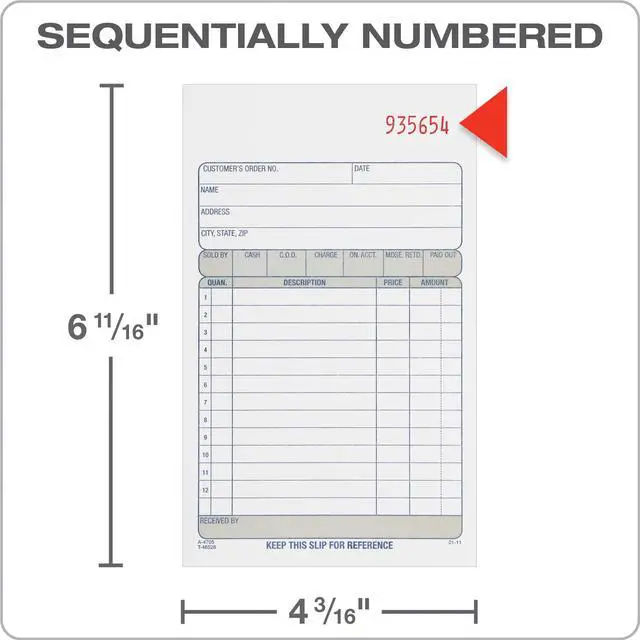 Alt view image 6 of 6 - Adams Sales Order Book, 2-Part, Carbonless, White/Canary, 4-3/16 x 7-3/16 Inches, 50 Sets per Book (DC4705)