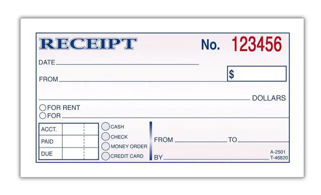 Alt view image 2 of 4 - Adams Money and Rent Receipt, 2-3/4 x 5-3/8 Inches, 2-Parts, Carbonless, White/Canary, 50 Sets per Book, 3 Books (DC2501-3)