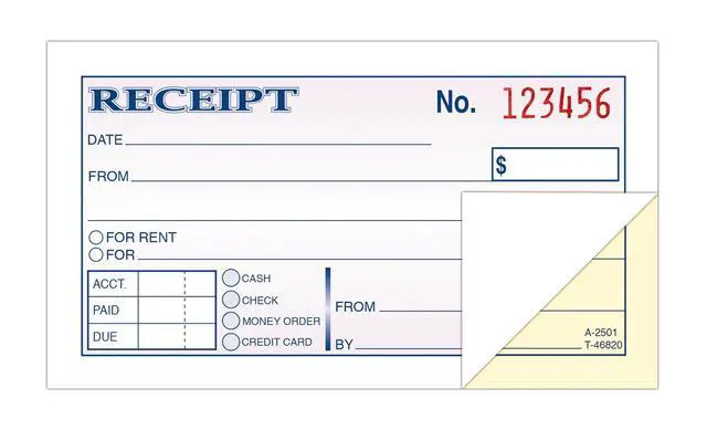 Alt view image 4 of 4 - Adams Money and Rent Receipt, 2-3/4 x 5-3/8 Inches, 2-Parts, Carbonless, White/Canary, 50 Sets per Book, 3 Books (DC2501-3)