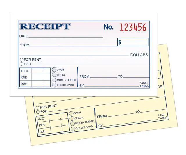 Alt view image 3 of 4 - Adams Money and Rent Receipt, 2-3/4 x 5-3/8 Inches, 2-Parts, Carbonless, White/Canary, 50 Sets per Book, 3 Books (DC2501-3)