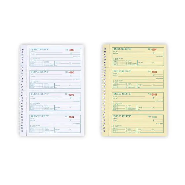 Alt view image 4 of 6 - Large Money and Rent Receipt Book with Cardboard Insert,2-Part Carbonless,7.9x11.2 Spiral Bound,200 Sets per Book,4 Receipts per Page for Office Supplier,Rent and Cash Transaction