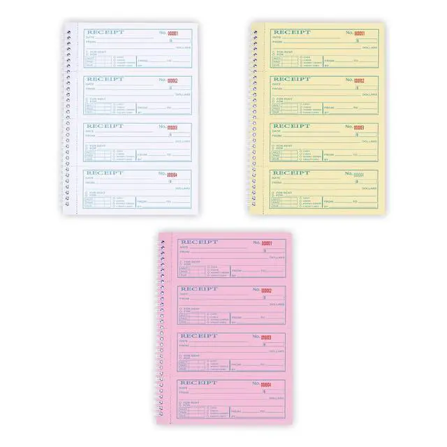 Alt view image 4 of 6 - Large Money and Rent Receipt Book with Cardboard Insert,3-Part Carbonless,7.9x11.2 Spiral Bound,100 Sets per Book,4 Receipts per Page for Office Supplier,Rent and Cash Transaction
