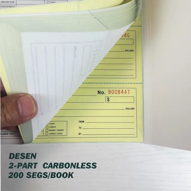 Alt view image 2 of 5 - DESEN Money and Rent Receipt Book, 2-Part Carbonless, 7-5/8" x 11" Spiral Bound, 200 Sets, 4 Receipts Per Page, Wraparound Cover