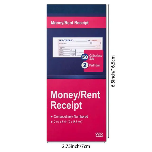 Alt view image 2 of 7 - XKDOUS 6 Pack Receipt Book with 2 Part Carbonless Copies, 2-3/4" x 6-1/2" Small Business Receipt Book, 50 Sets per Book for Rent, Sales, Money and Cash Tracking